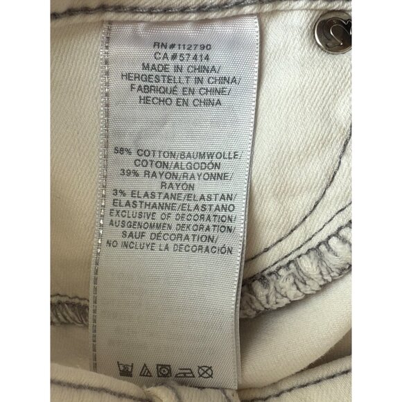 True Religion Jeans Womens Size 25 Skinny White Low Rise 31” Grey Stitching - Picture 11 of 14